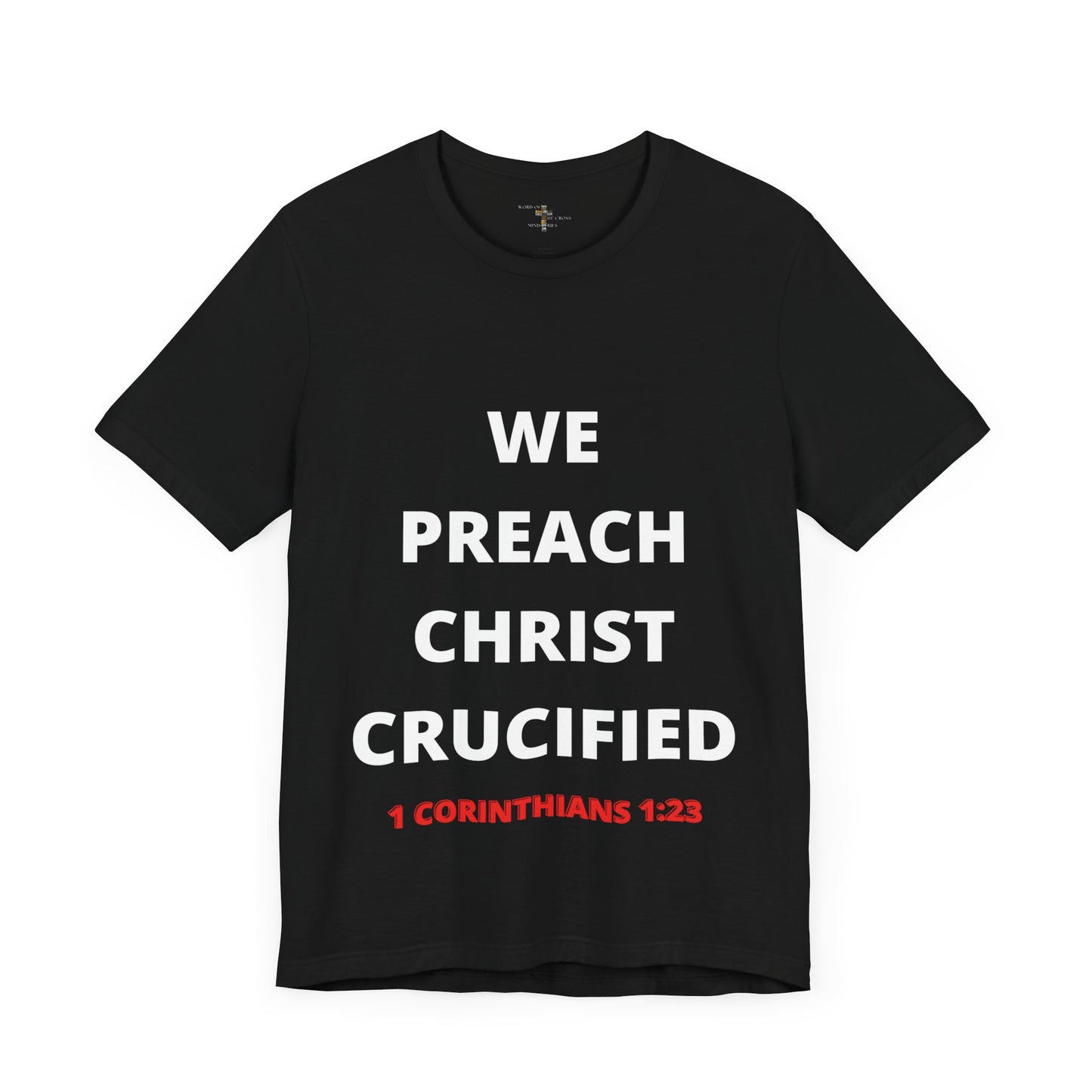 We Preach Black Tee w/White Writing
