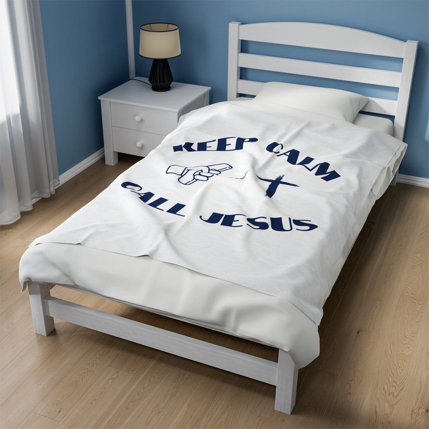 Keep Calm & Call Jesus Velveteen Plush Blanket