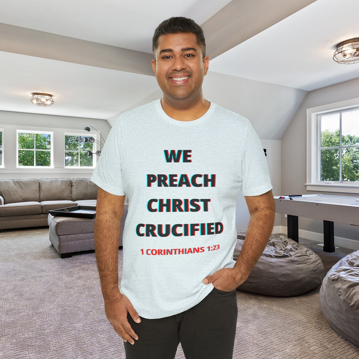 We Preach Light Colored Tee w/Black writing