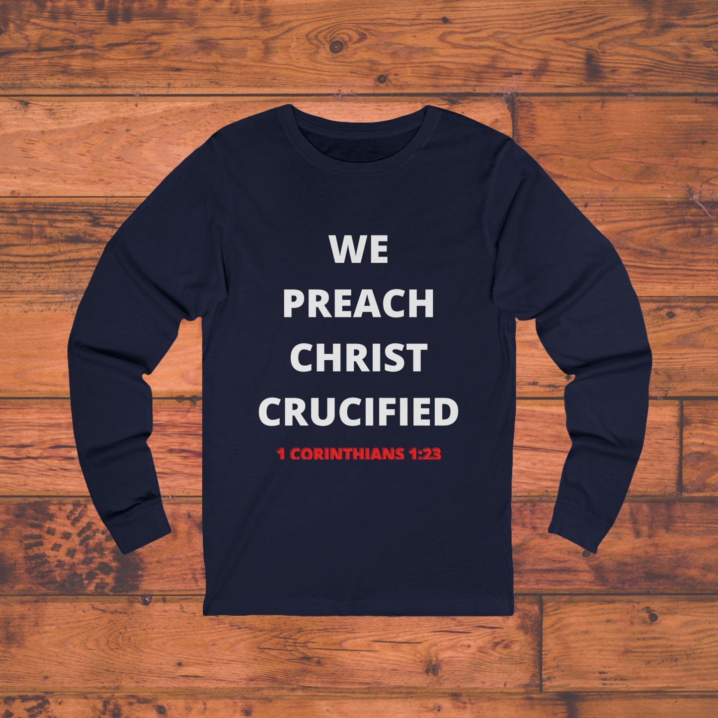 We Preach White Writing Long Sleeve Tee