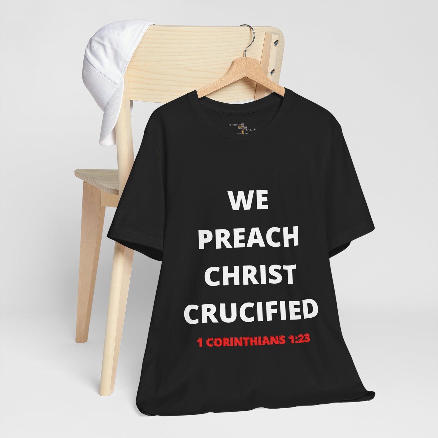 We Preach Black Tee w/White Writing