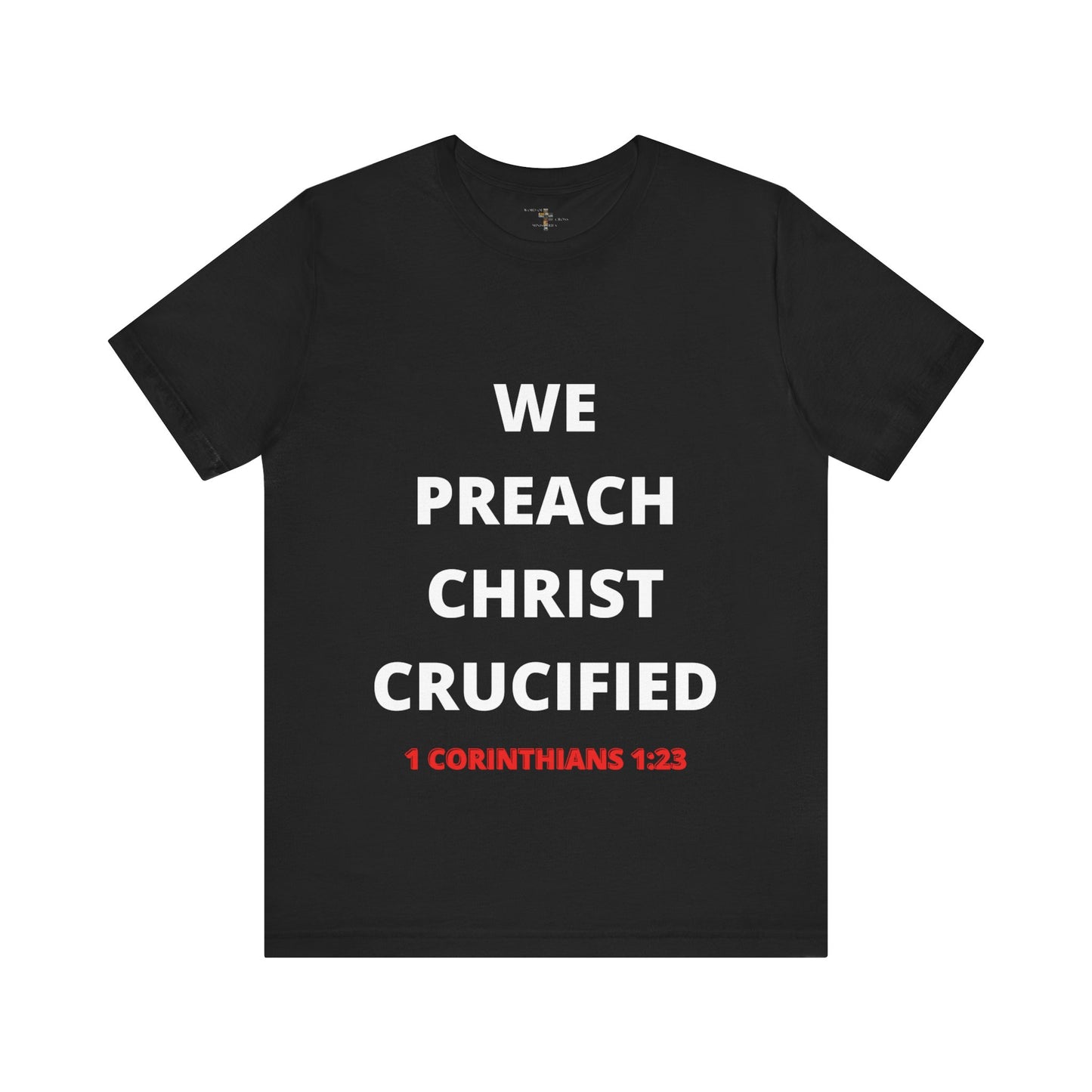 We Preach Black Tee w/White Writing