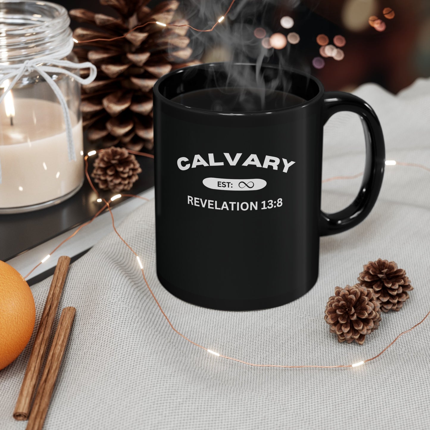 Est: Calvary Eternity Past Black Mug (11oz, 15oz)