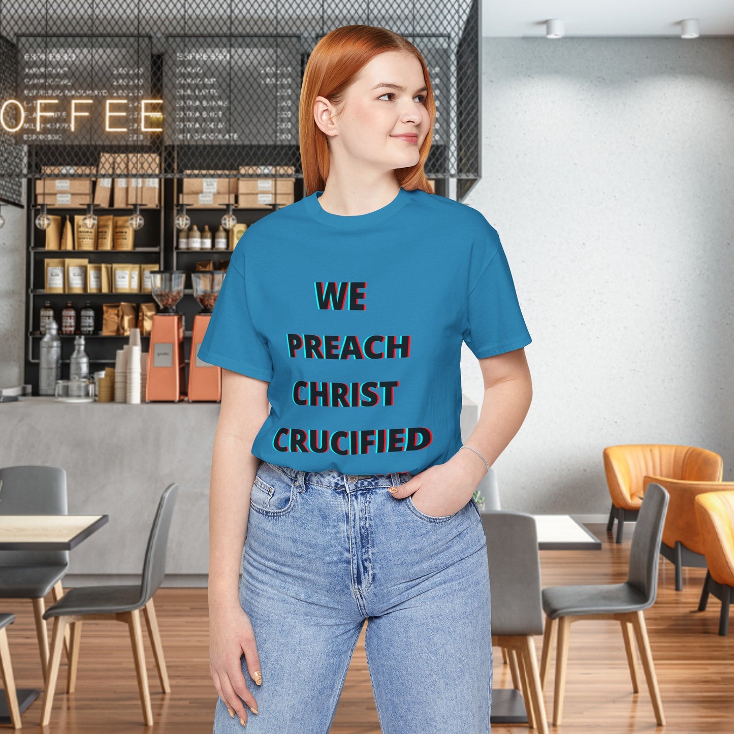 We Preach Light Colored Tee w/Black writing