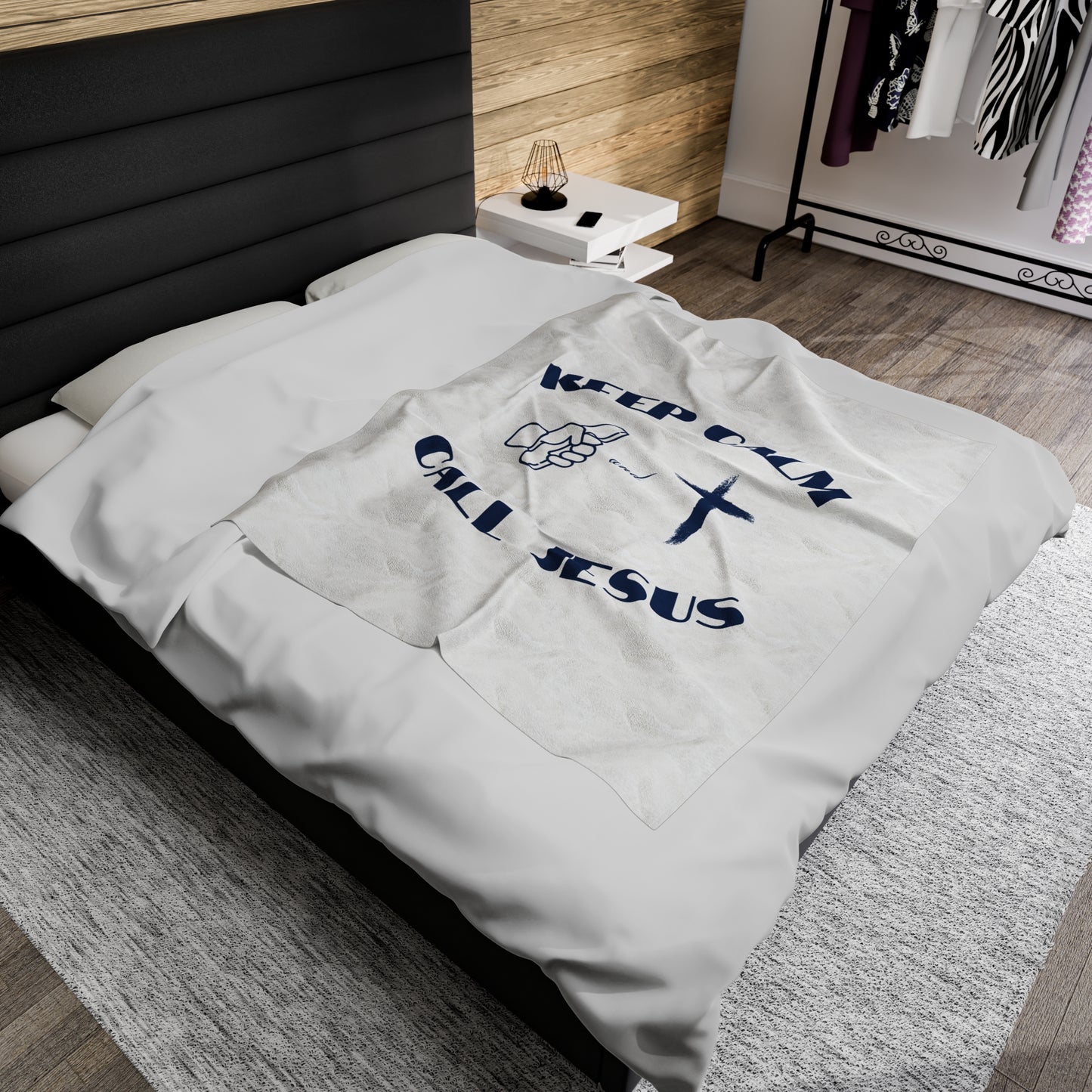 Keep Calm & Call Jesus Velveteen Plush Blanket