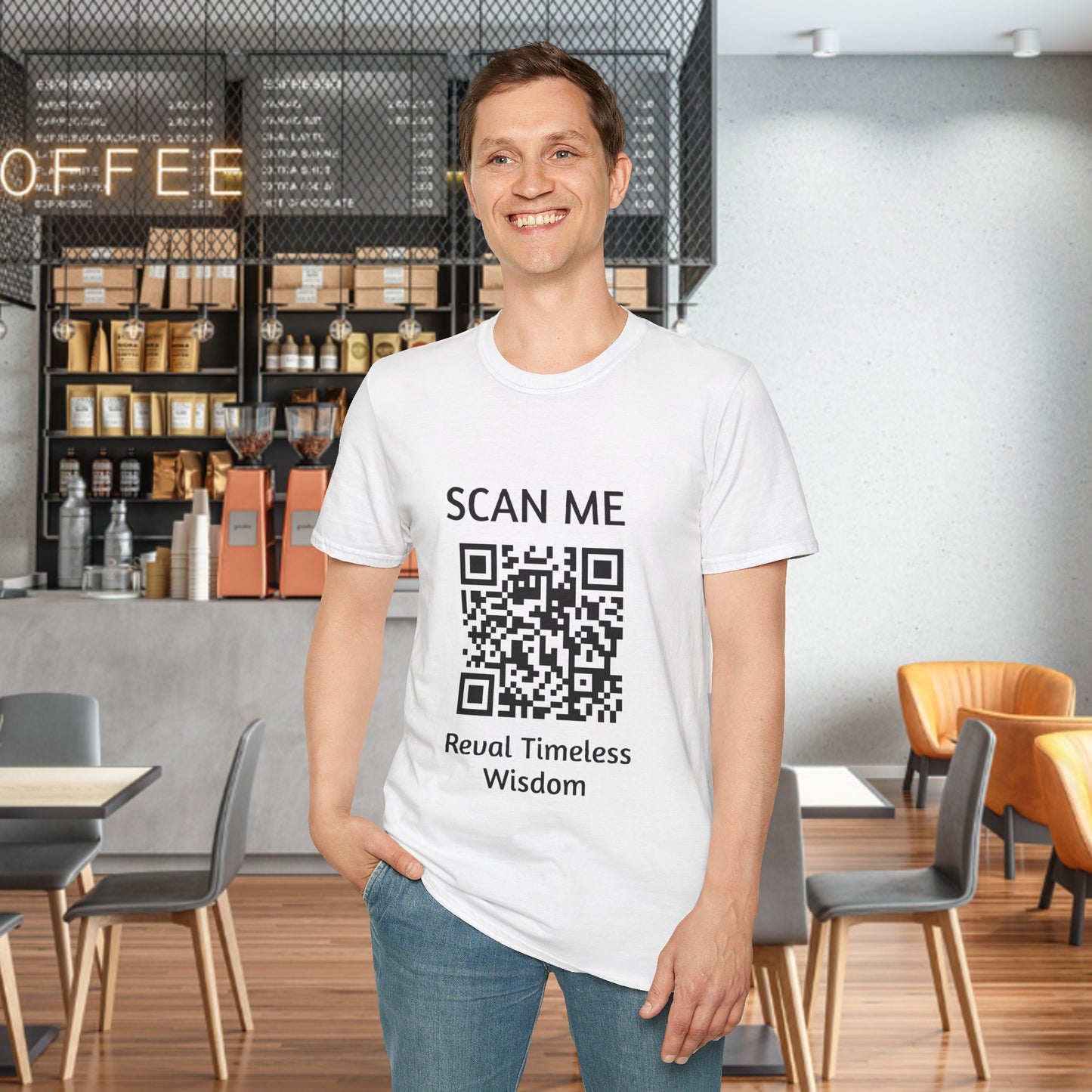 Scan me QR Code Reveal Timeless Wisdom Softstyle T-Shirt