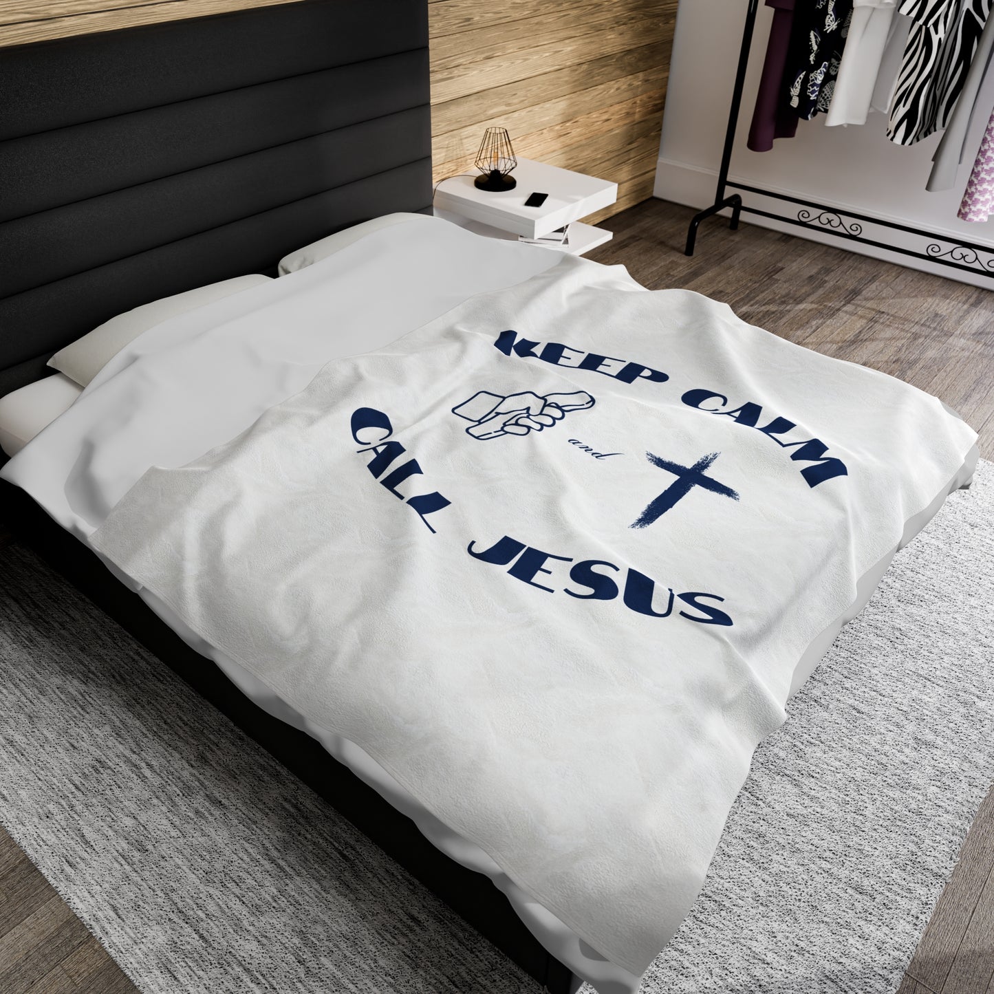 Keep Calm & Call Jesus Velveteen Plush Blanket