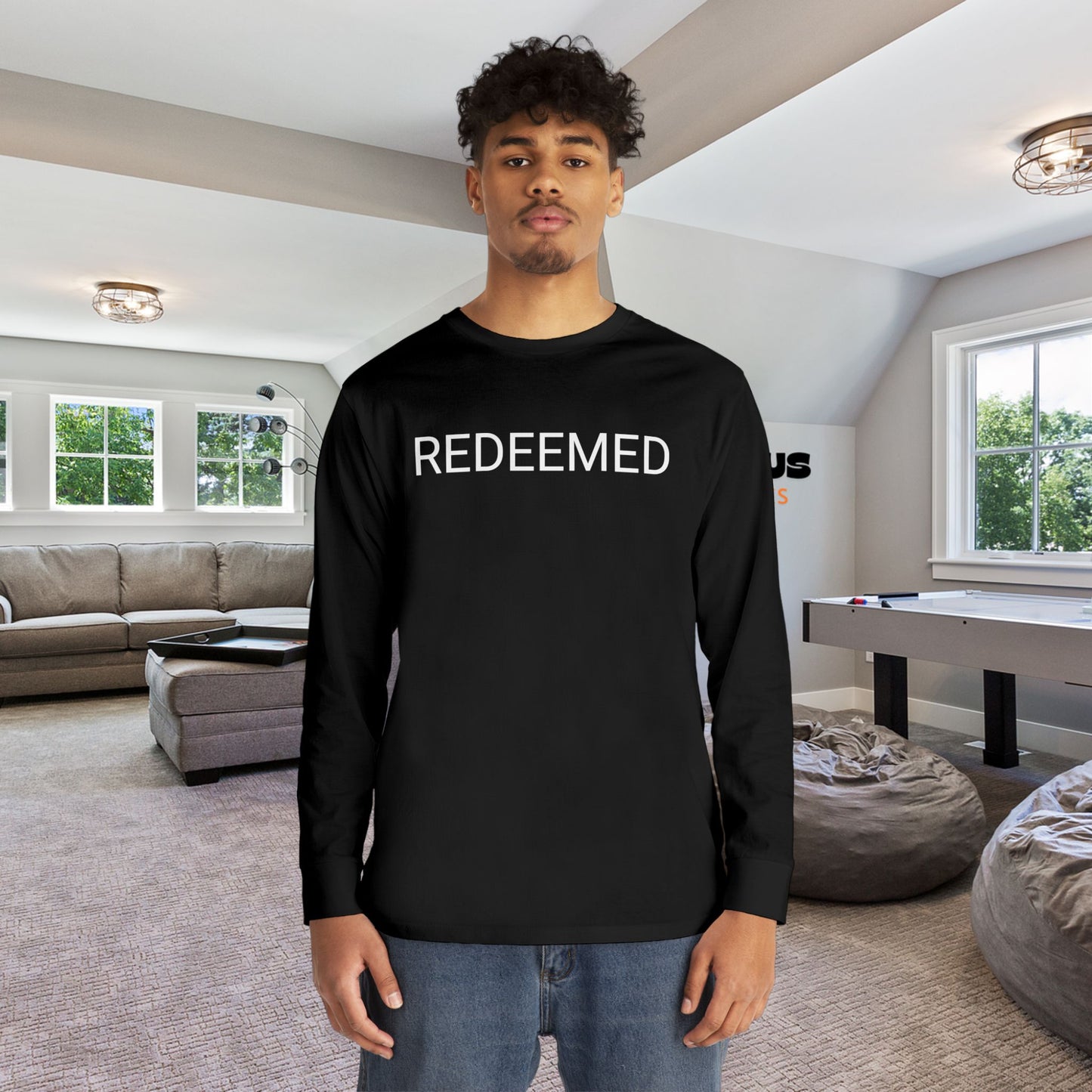 Christian Inspired Long Sleeve Tee - Redeemed and Comfortable