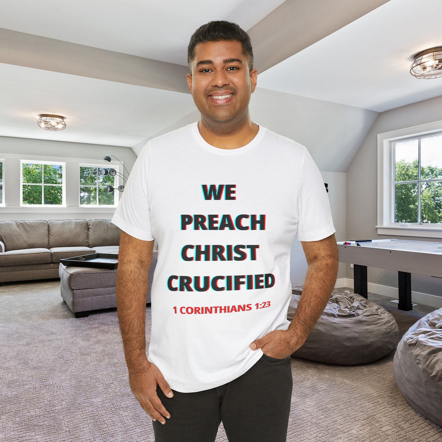 We Preach Light Colored Tee w/Black writing