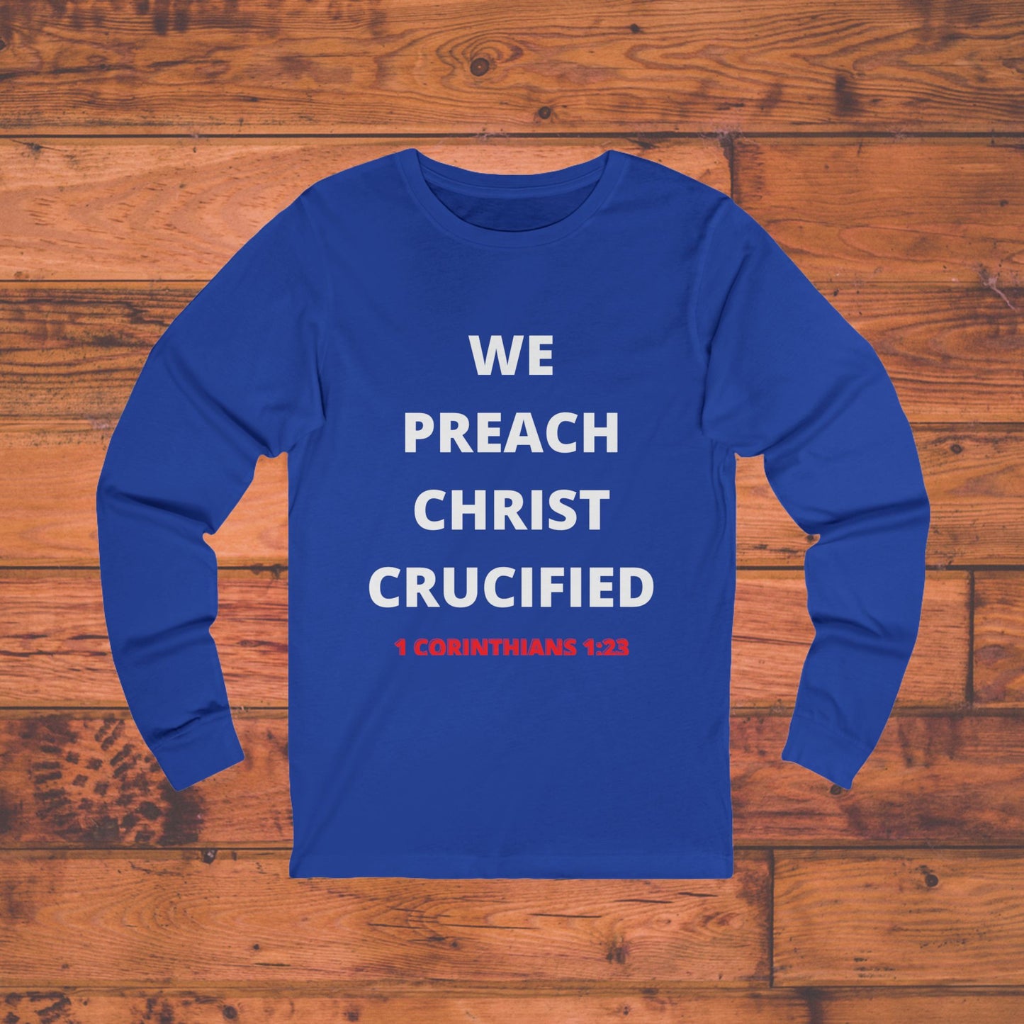 We Preach White Writing Long Sleeve Tee