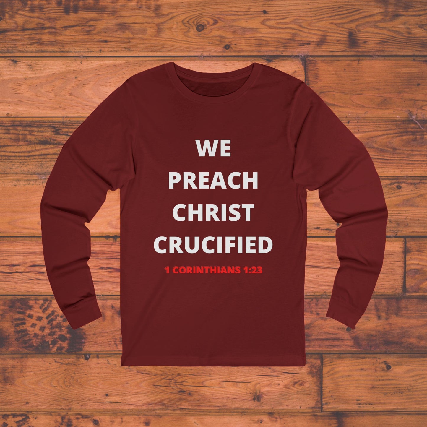 We Preach White Writing Long Sleeve Tee