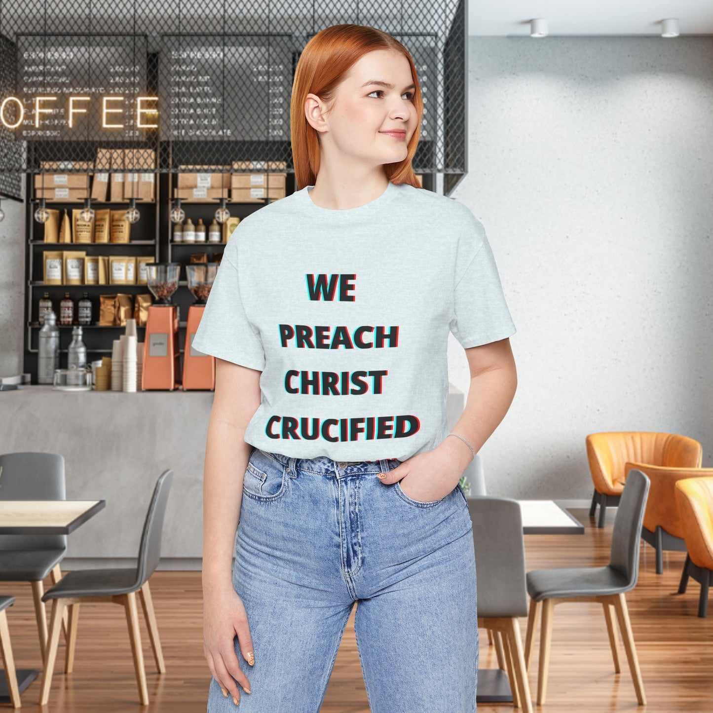 We Preach Light Colored Tee w/Black writing