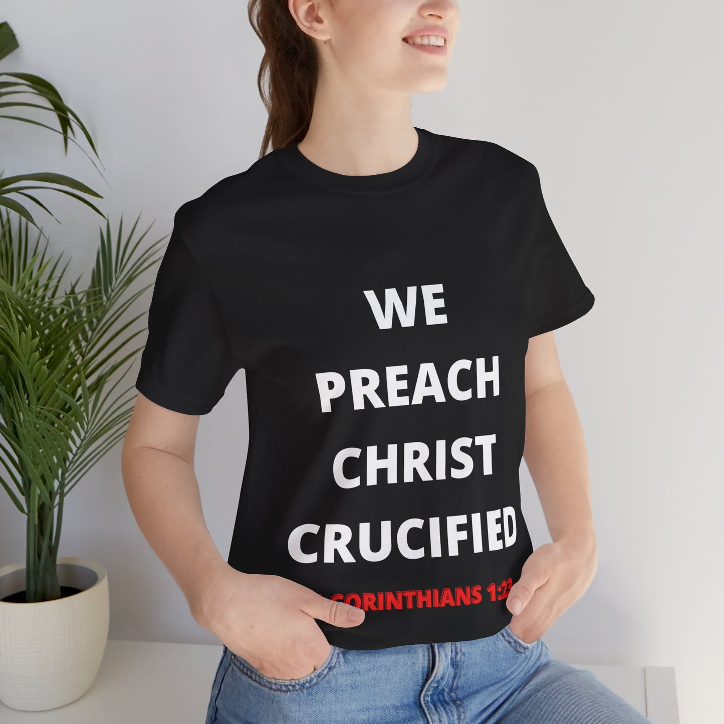 We Preach Black Tee w/White Writing