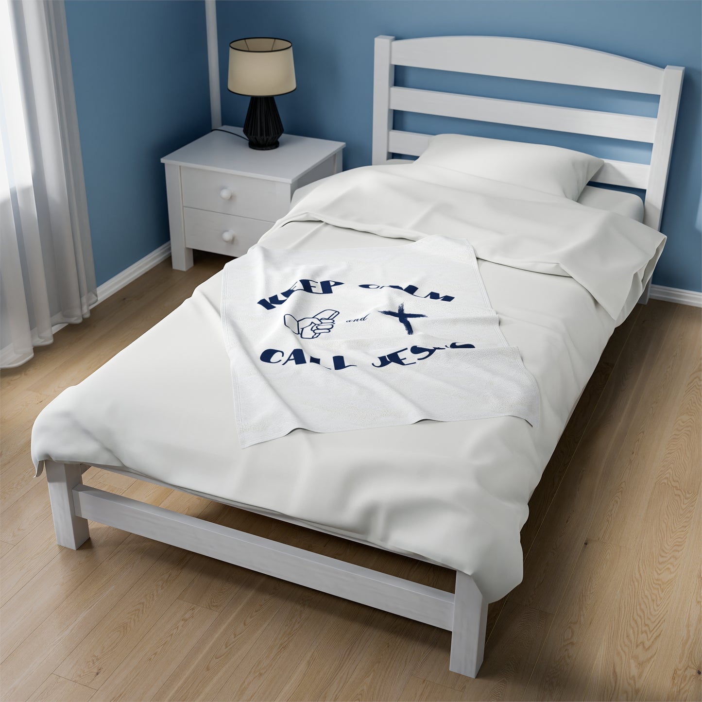 Keep Calm & Call Jesus Velveteen Plush Blanket