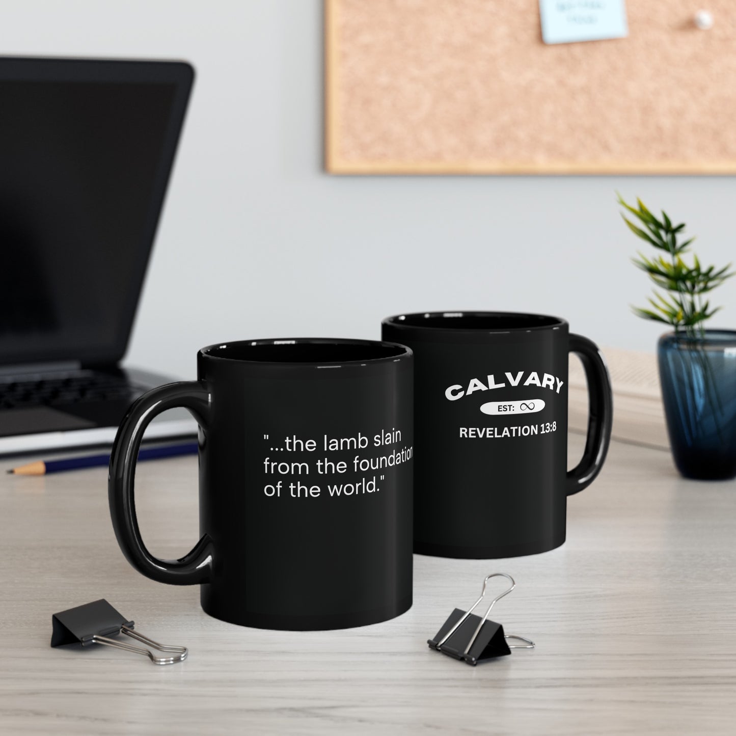Est: Calvary Eternity Past Black Mug (11oz, 15oz)
