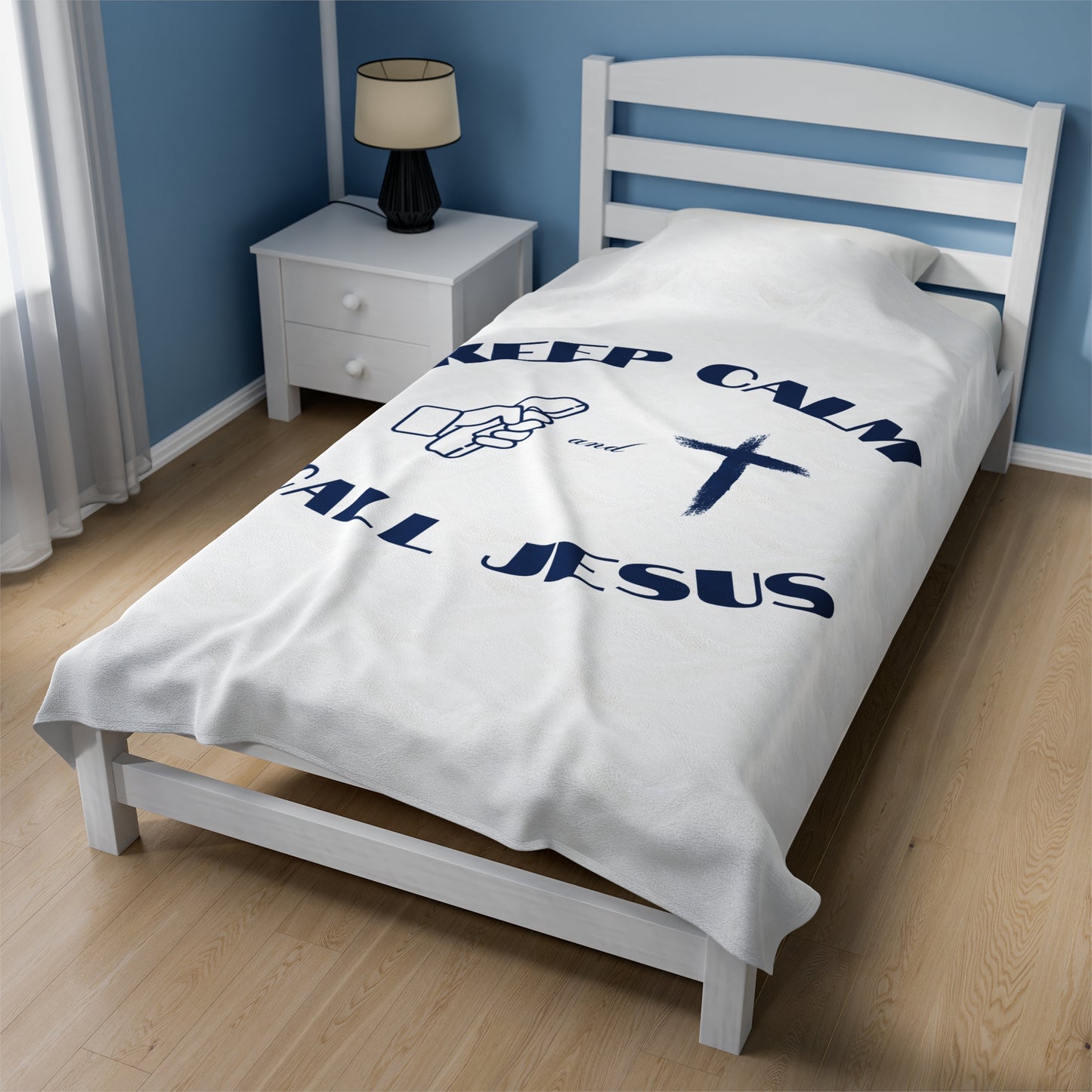 Keep Calm & Call Jesus Velveteen Plush Blanket