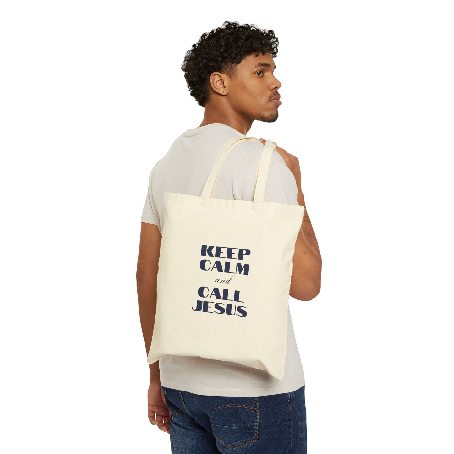 Keep Calm and Call Jesus Tote Bag | Reusable Shopping Bag, Faithful Gift, Church Outing, Eco-Friendly Carrier, Casual Everyday Use