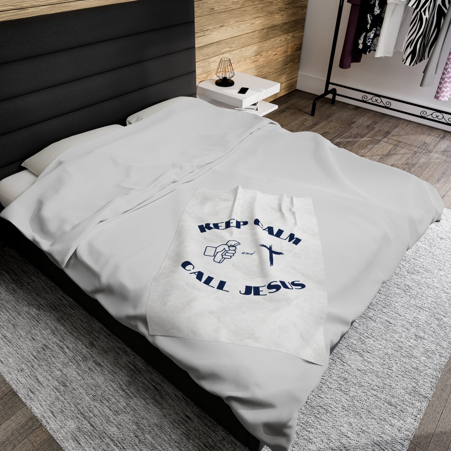 Keep Calm & Call Jesus Velveteen Plush Blanket