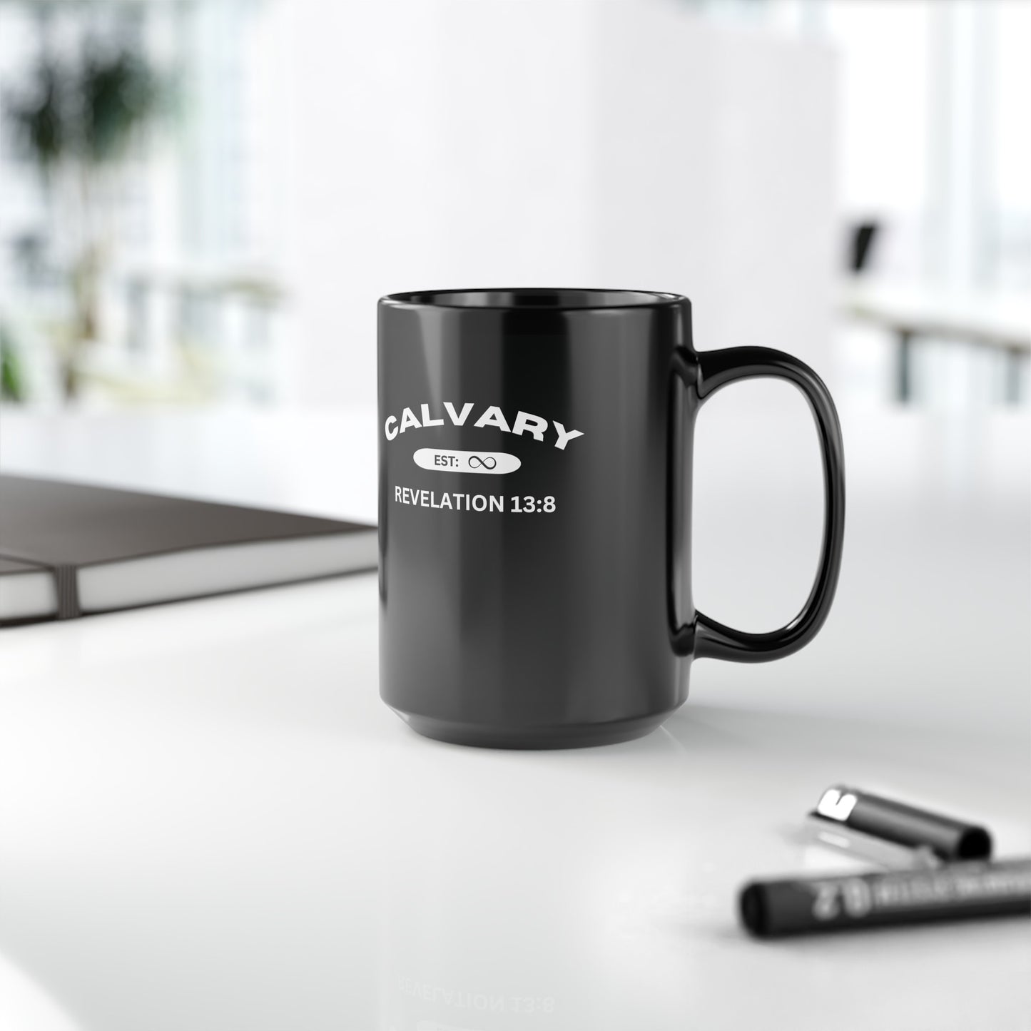 Est: Calvary Eternity Past  Black Mug (11oz, 15oz)