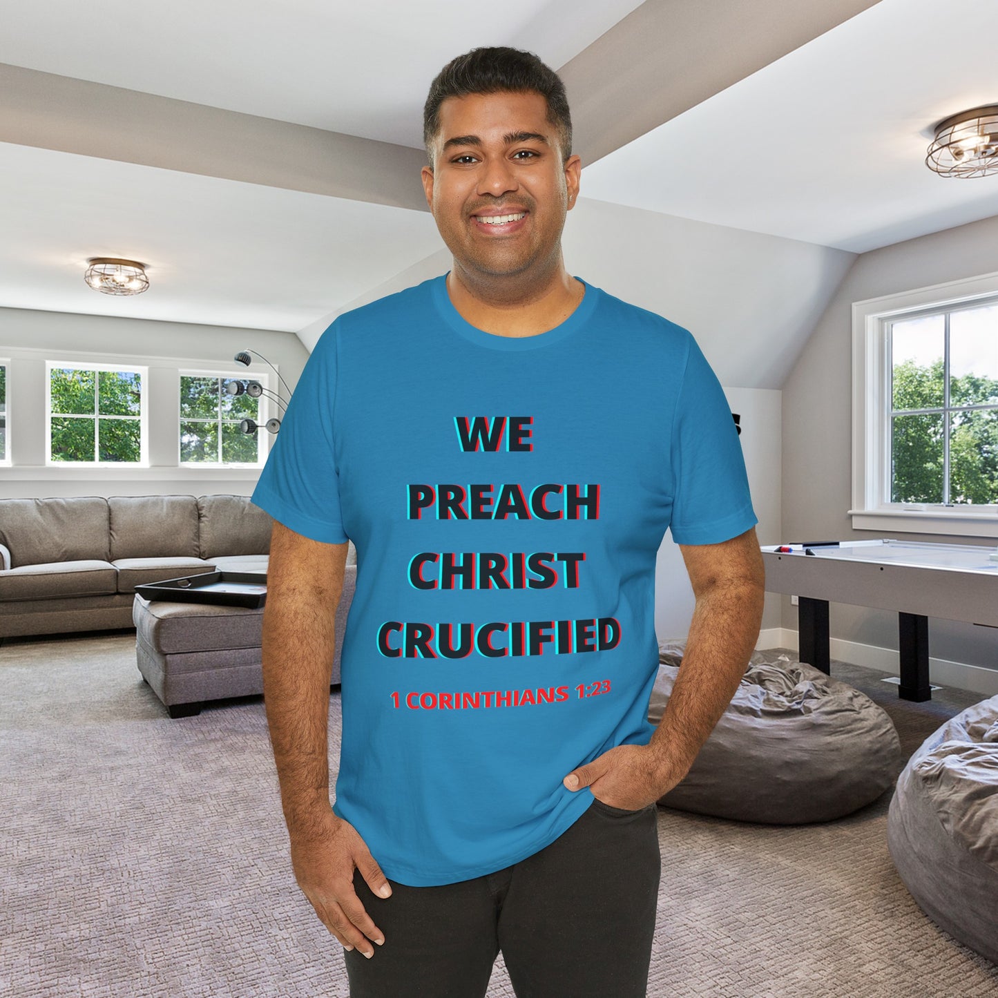 We Preach Light Colored Tee w/Black writing